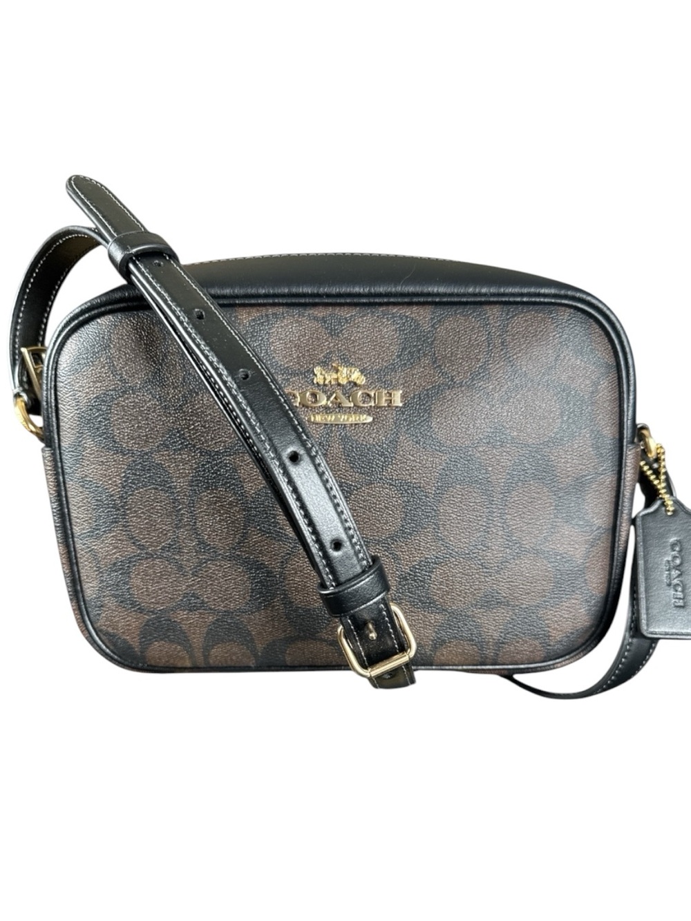 COACH Jamie Camera Crossbody Bag, Brown Signature Coated Canvas Bag - Picture 6 of 9